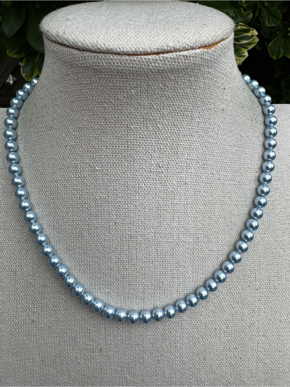 Icy Silver-Gray Glass Pearl Necklace - Sterling Silver Clasp Recencycore